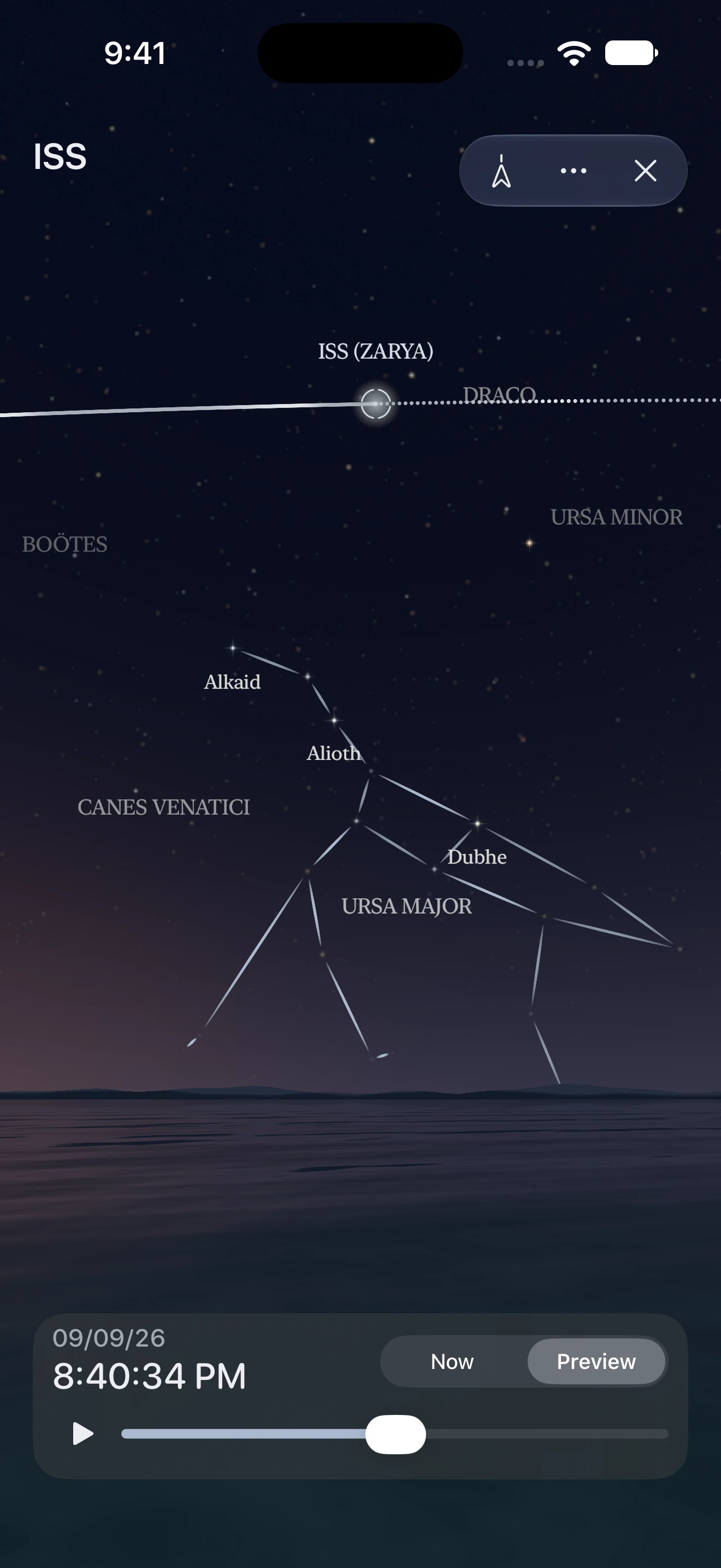 Planetarium view of the pass